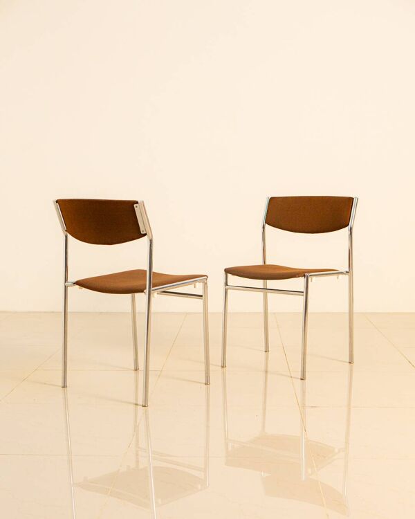 Ensemble de 4 chaises marrons par Gijs van der Sluis 60's