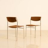 Ensemble de 4 chaises marrons par Gijs van der Sluis 60's