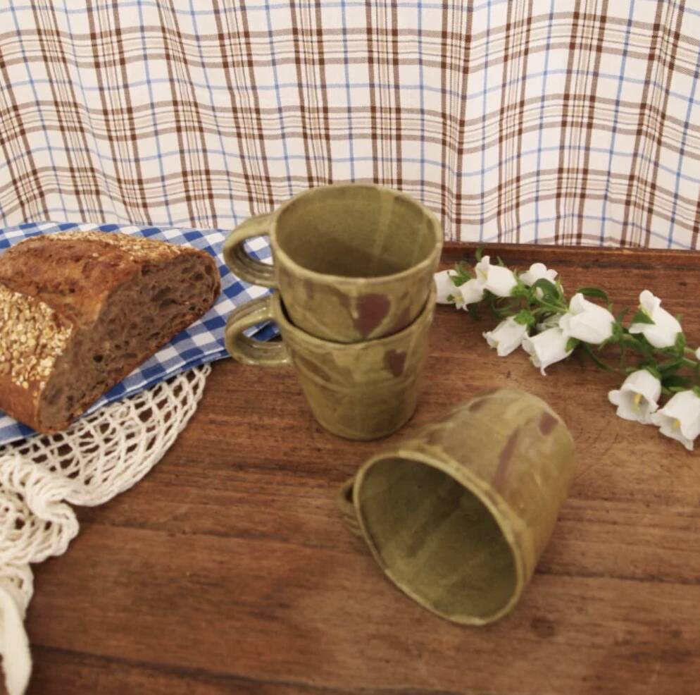 Large olive green mug