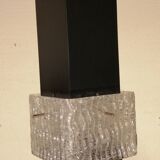 Vintage metal and glass cubic chandelier from Maison Arlus 1960.