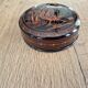 Round box and its 6 lacquered wooden coasters hand-painted.