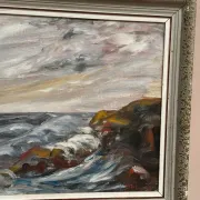 Oil on Canvas Original Swedish – 'Sea' by Holger Almquist – Signed – Vintage and Framed – 50 × 40 cm (19.7 in × 15.7 in)