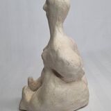 Modern white terracotta sculpture, Stylized female figure, 20 cm