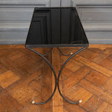 Side table end of sofa 1960 smoked glass gilded base