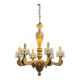 Golden wooden chandelier with crystal pendants from the 19th century.