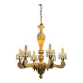 Lustre en bois doré et pampilles en cristal XIXème