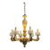 Golden wooden chandelier with crystal pendants from the 19th century.