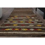 1970s Vintage Turkish Oushak Handmade Wool Cotton Brown Runner Rug 73x207