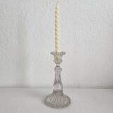 Antique baluster-shaped molded glass candlestick holder