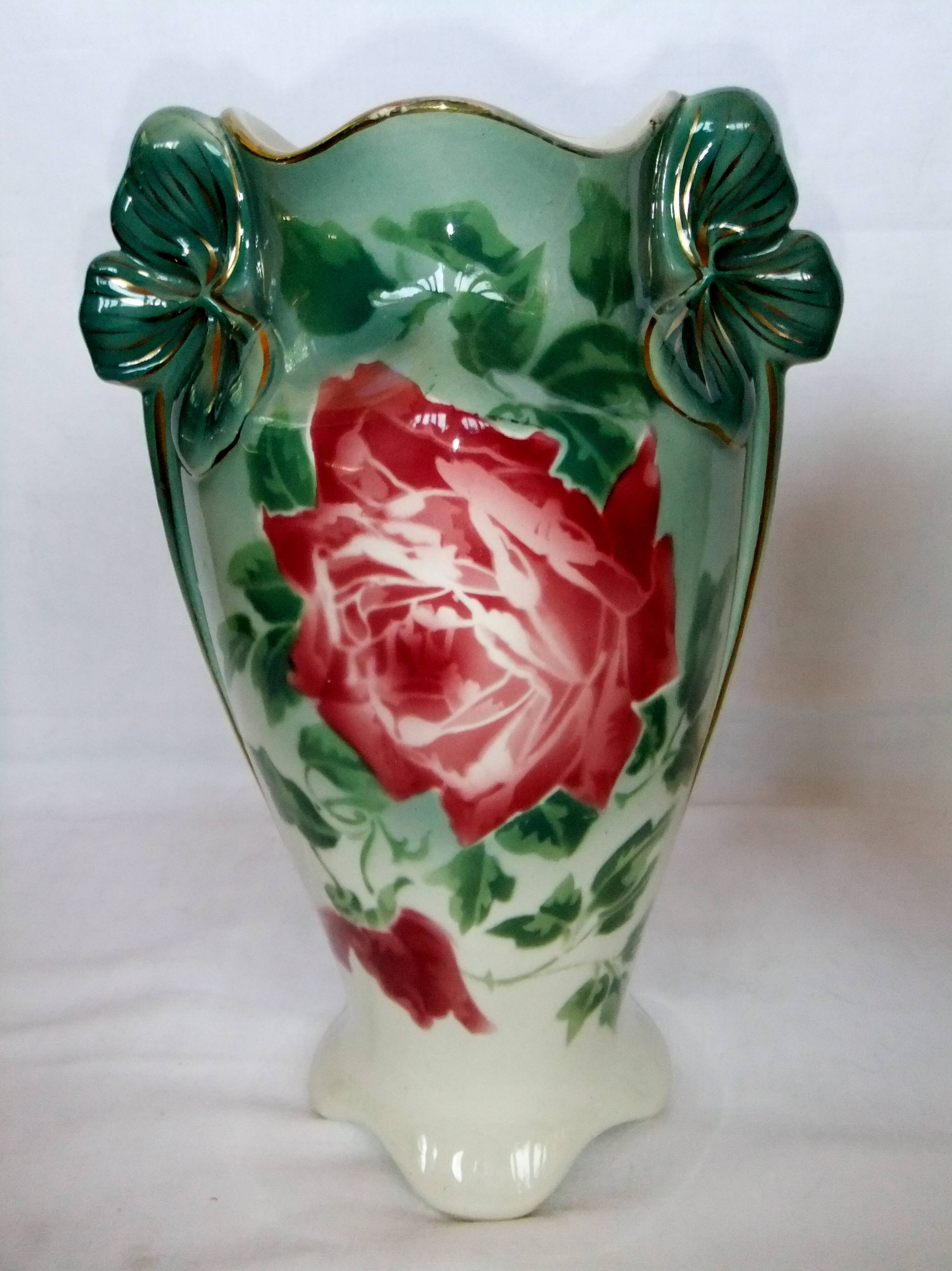 Vase art new pair KG Lunéville gilding decoration flower pink soliflore tulip tree