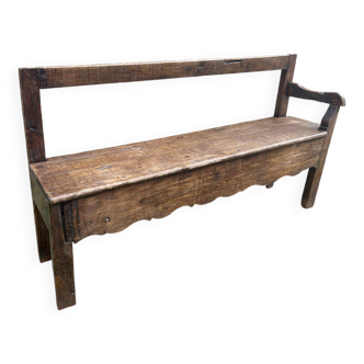 Banc de cheminée ancien en bois, fin XIXème s