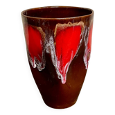 Large Vallauris vase no. 270 – brown glaze with red drips – vintage