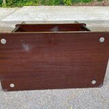 Double-tray rosewood serving trolley on casters