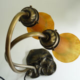 Two-branched lamp with orange tulips, art deco style