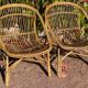 Pair of 1950s rattan armchairs from France.