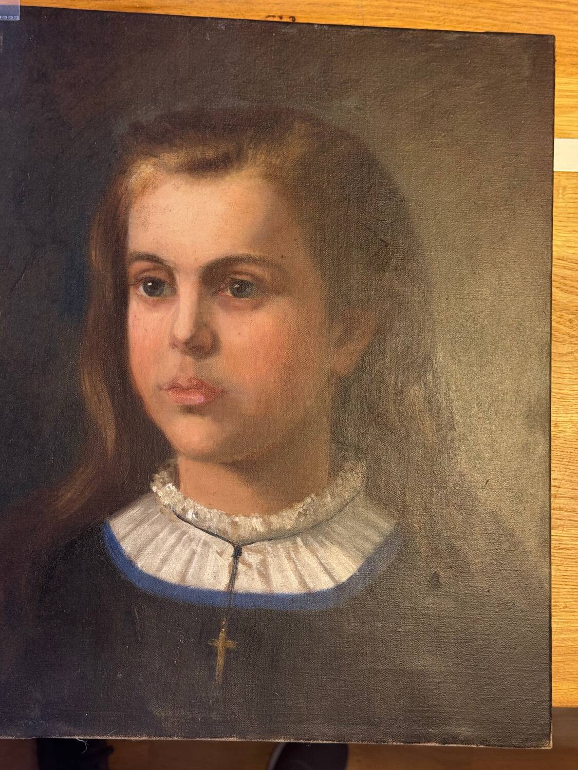 Oil on canvas portrait of a young girl, early 20th century