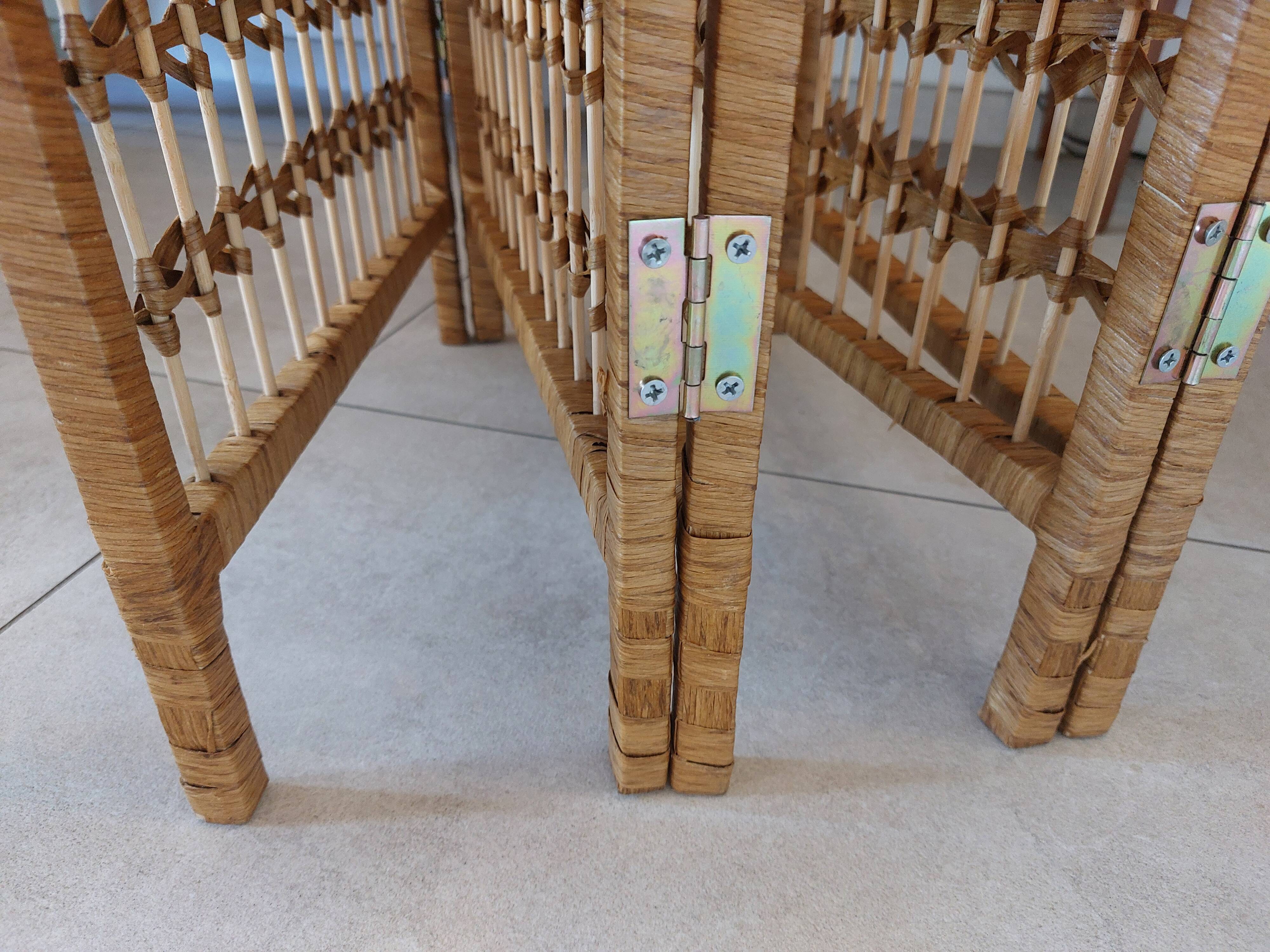 wicker, rattan screen, 5 panels