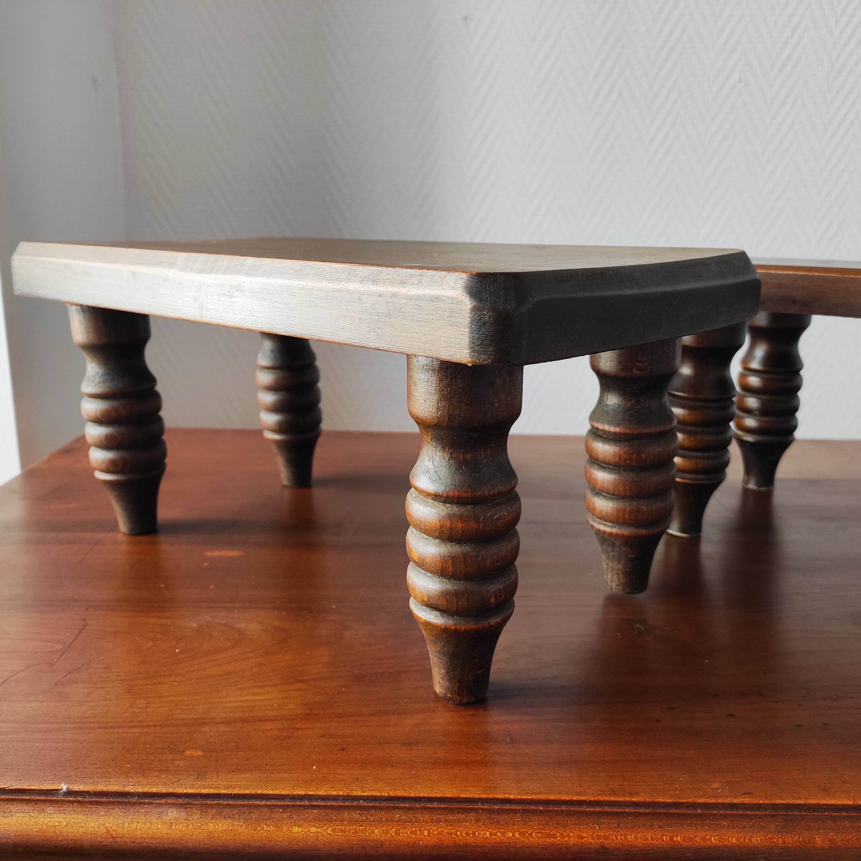 Pair of vintage solid wood footrests