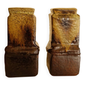 Pair of brutalist ceramic candle holders