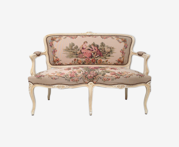 Canapé tapisserie de style Louis XV
