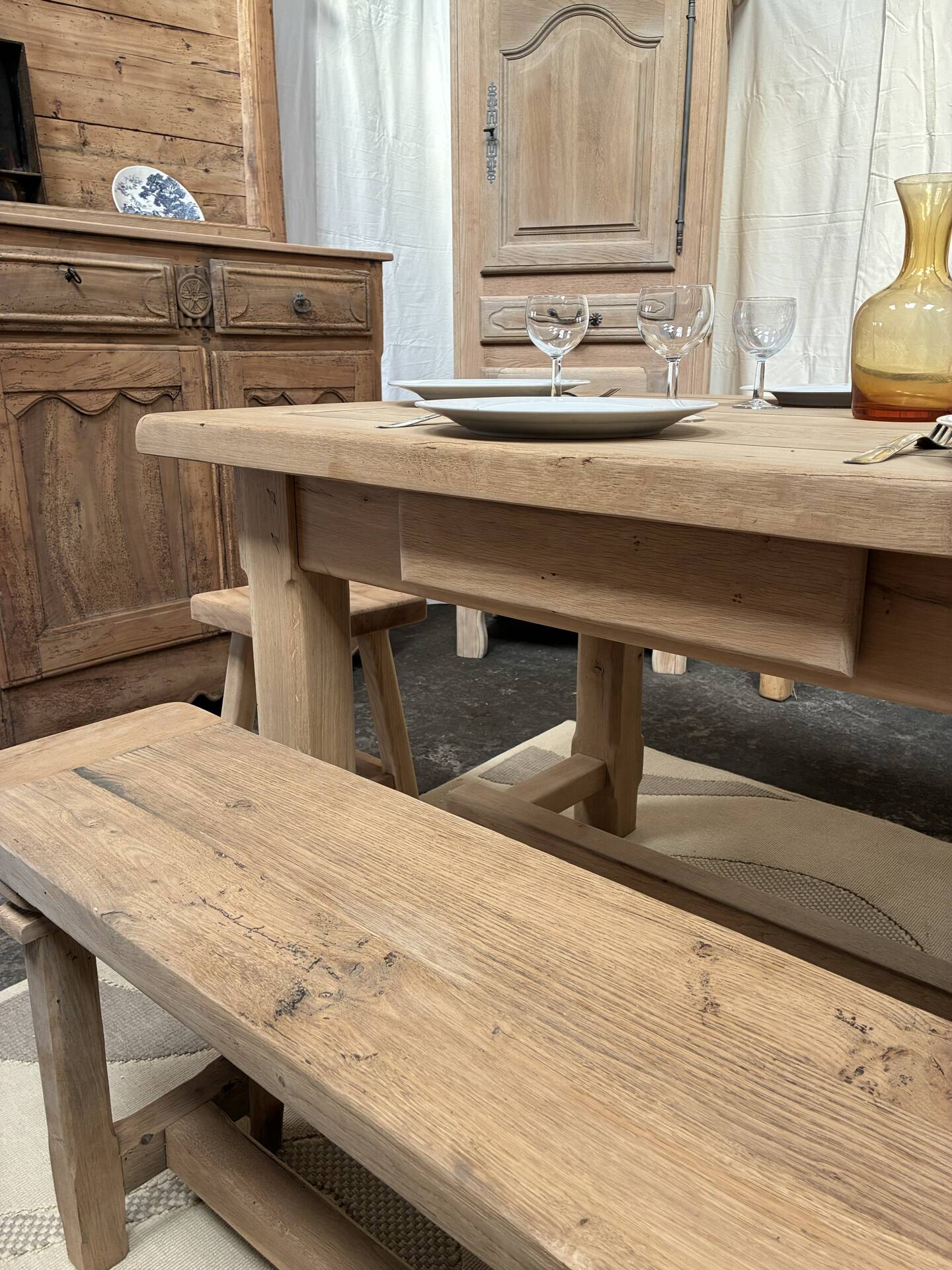 Table de ferme en chêne massif