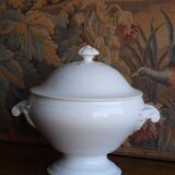 Antique white soup tureen in ironstone – Sarreguemines