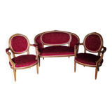 Basket bench with its 2 armchairs