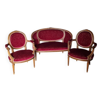 Basket bench with its 2 armchairs