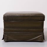 Pouf en cuir vert. Allemagne des années 1970