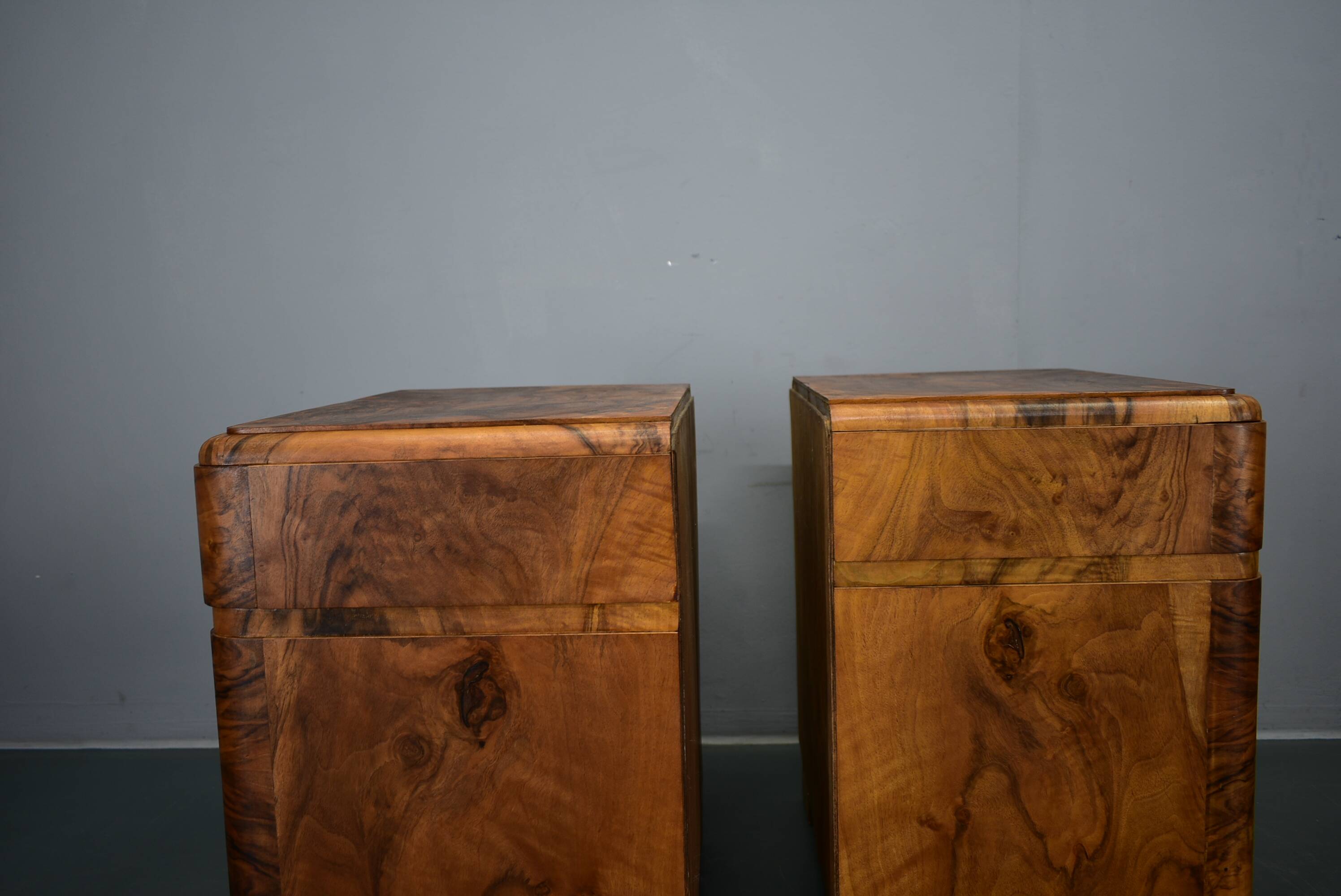 1935s pair of rare art deco bedside tables, Czechoslovakia