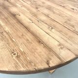Round pine table "Les Arcs - 1970"