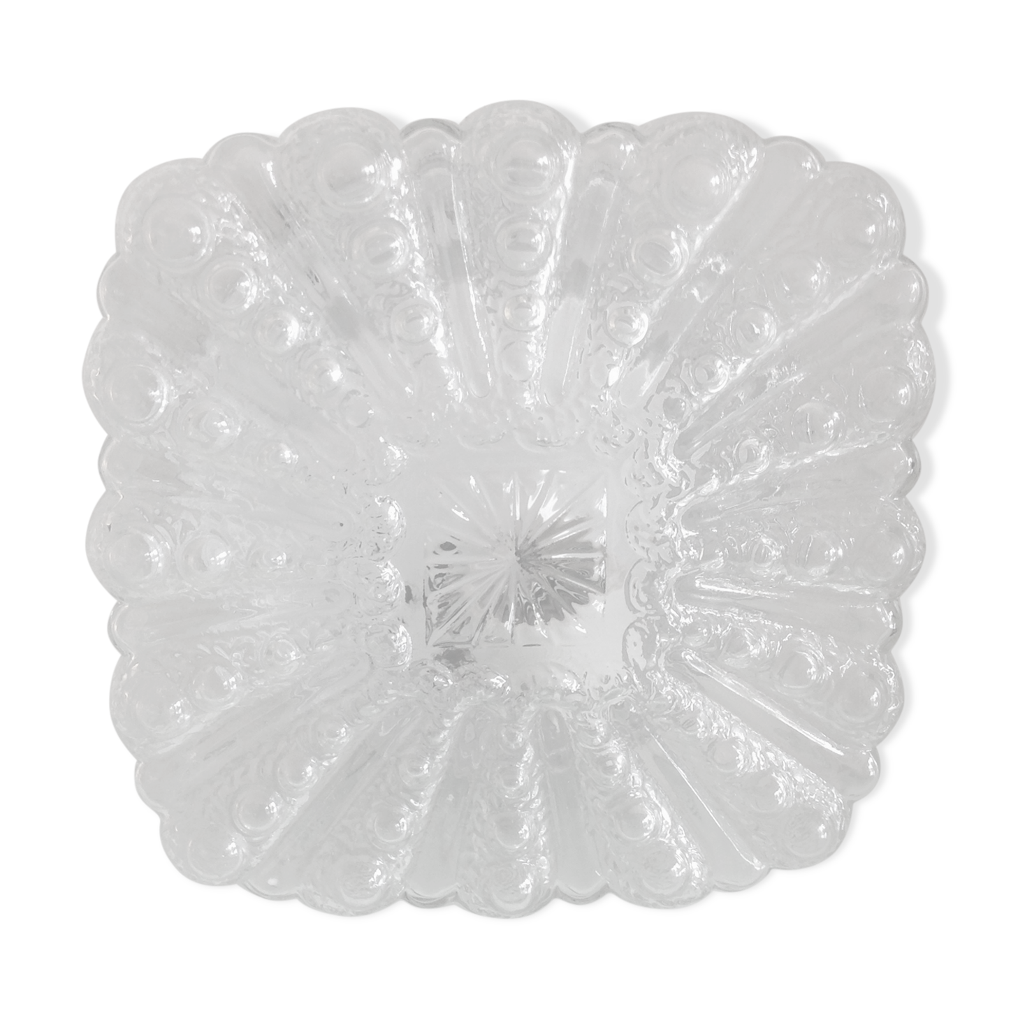 Square ceiling lamp in bulled glass 60/70s