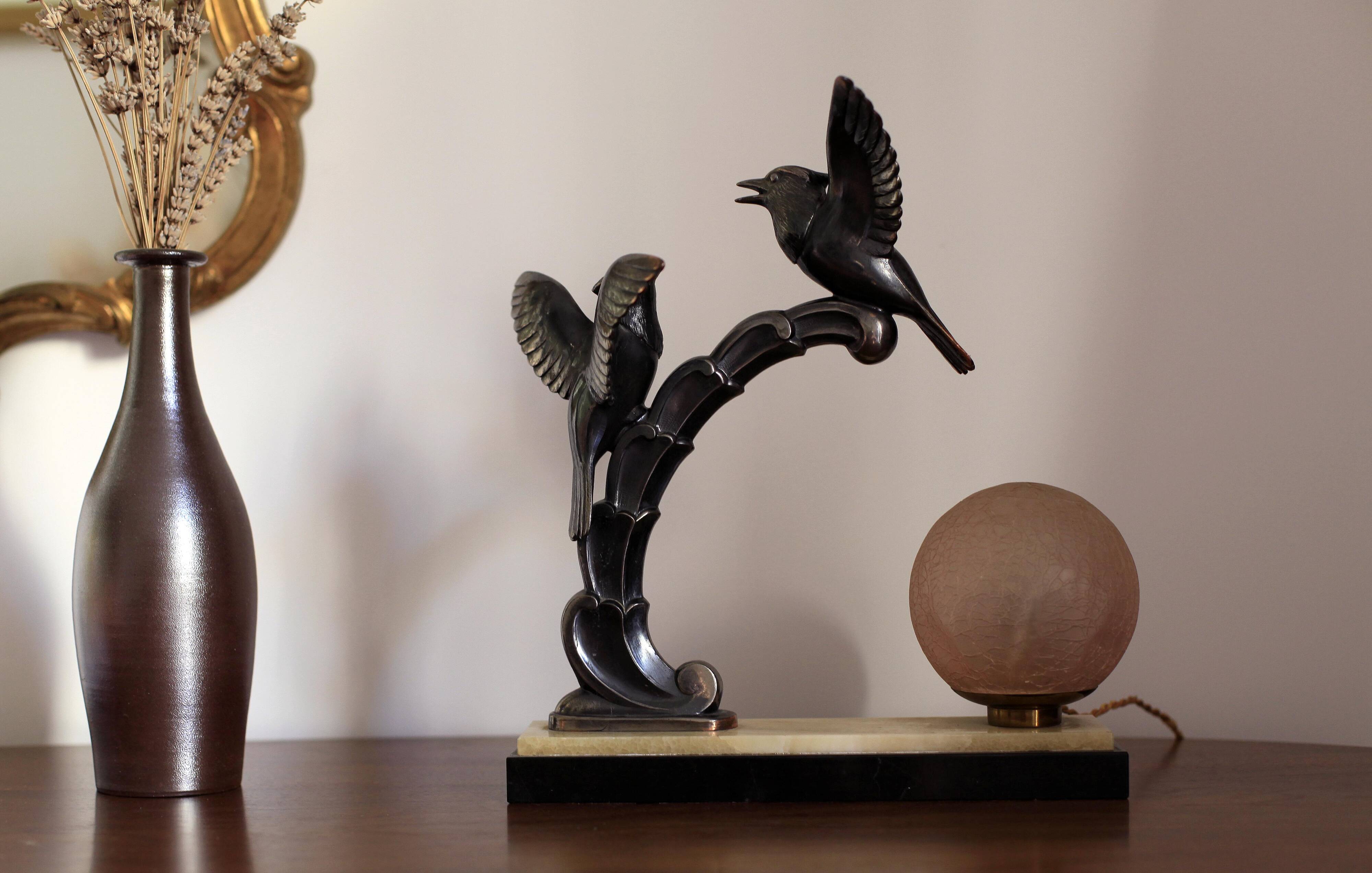 Art-deco lamp Opaline pink Large format