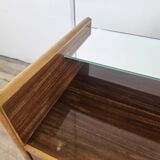 Paire de tables de nuit des années 50 avec plateau miroir