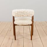 Th. Herlev, Farstrup solid teak chair in natural sheepskin upholstery, Denm