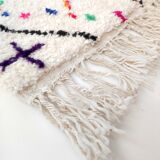 Moroccan Berber carpet Azilal ecru with black diamonds and colorful patterns 248x147cm