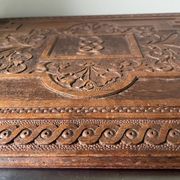 Antique  1881 Carved on solid wood Panel  Relief