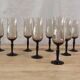8 vintage smoked champagne flutes with black feet Arcoroc