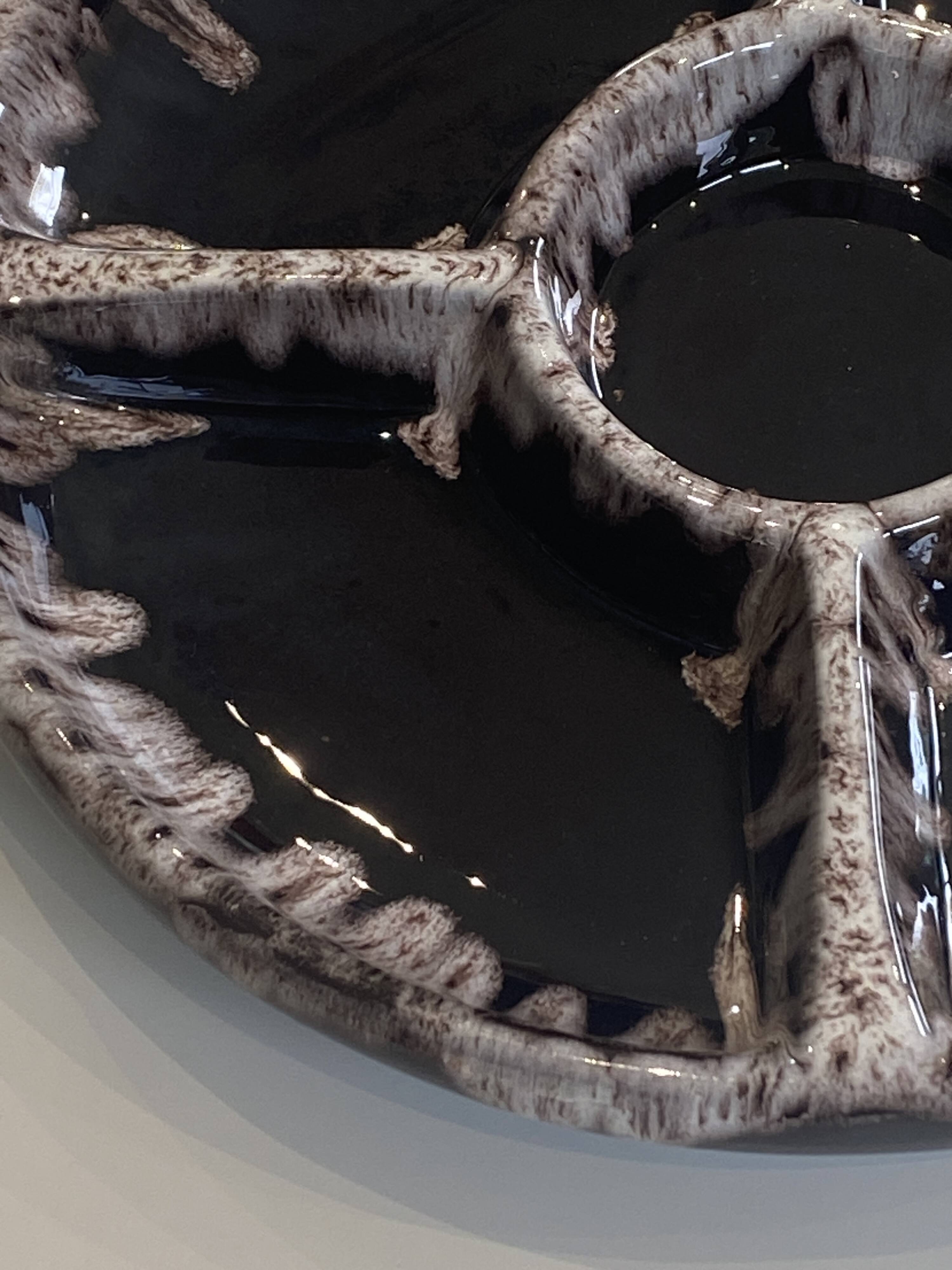 Large compartmented dish, ceramic, M. Giuge, Vallauris