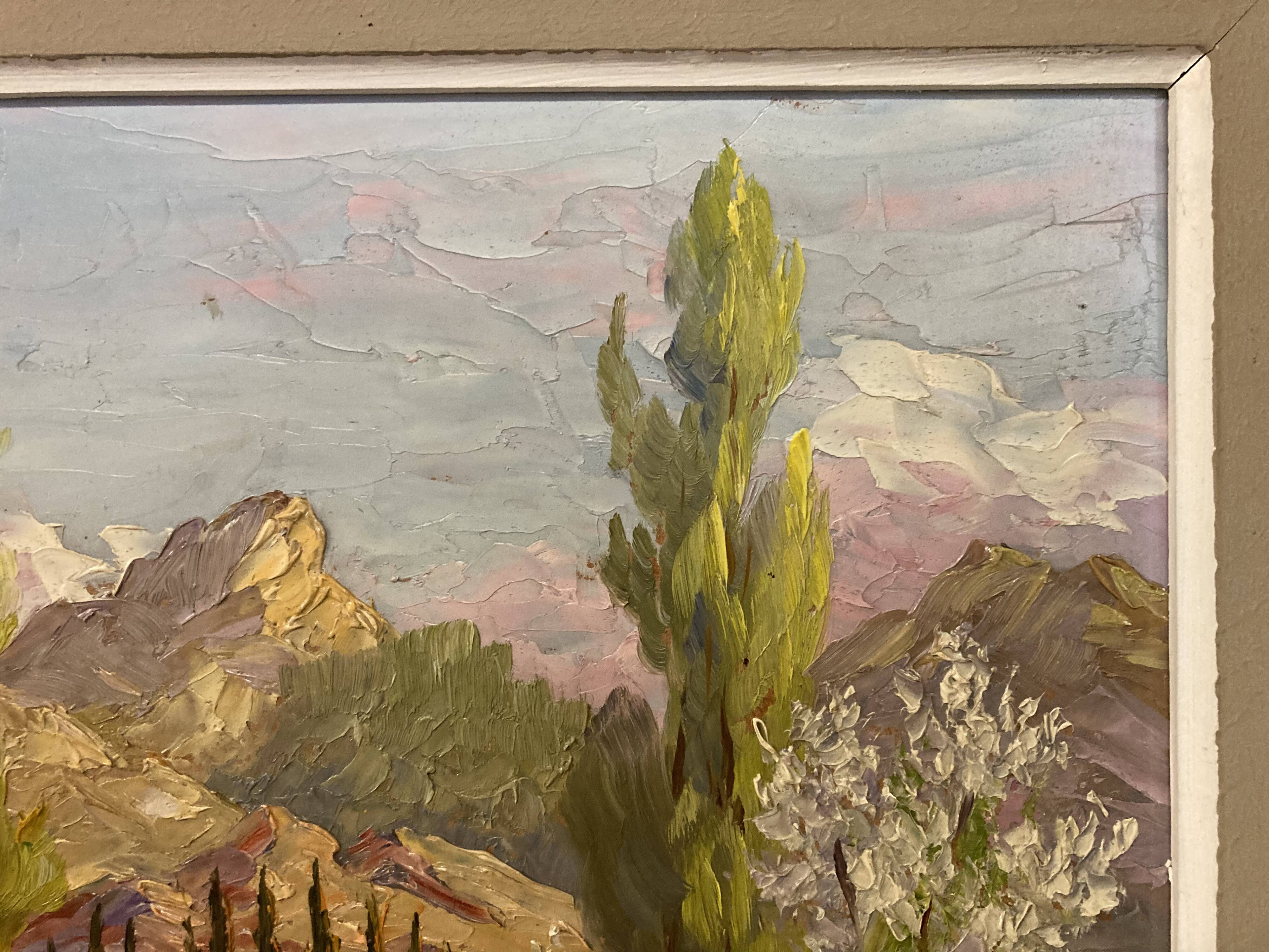 Reyne-marin de pyerne (20th century), landscape of veynes, oil on panel