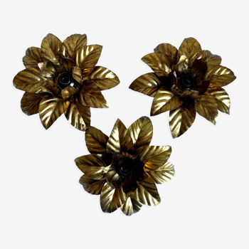 Trio appliques golden flowers