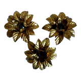 Trio appliques fleurs dorées