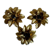 Trio appliques golden flowers