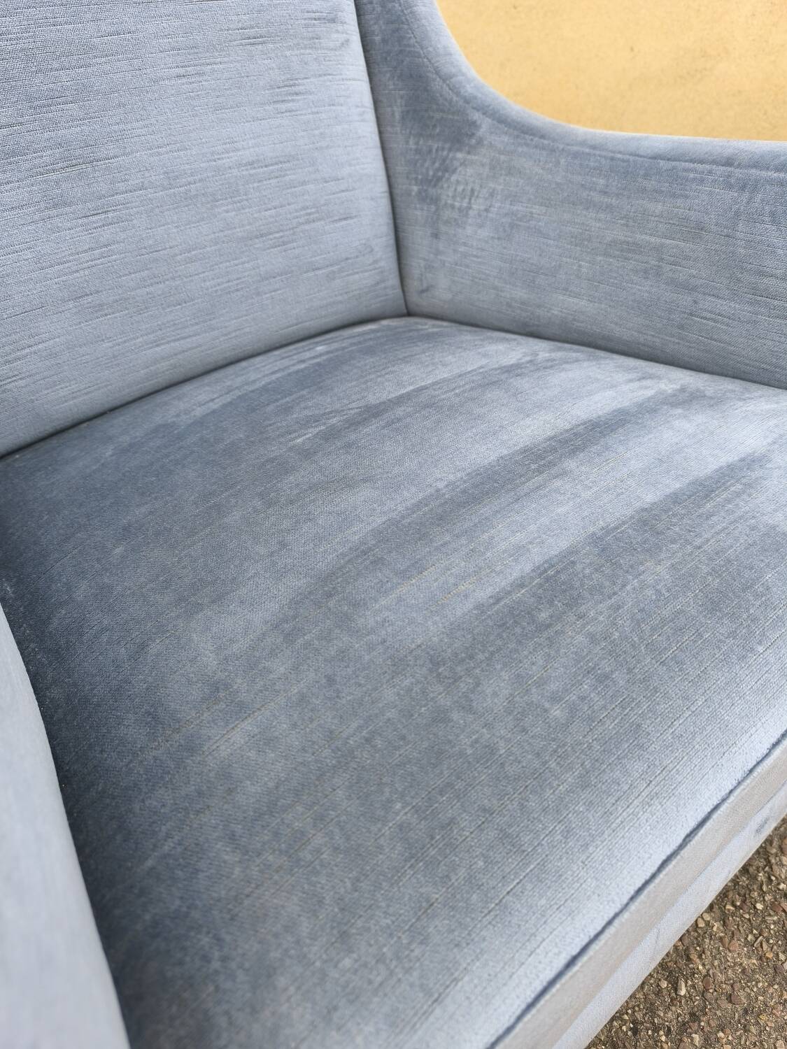 Cocktail armchair in sky blue velvet 1960s