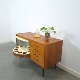 Fineer dressoir met draaibare bar en lades, barkast