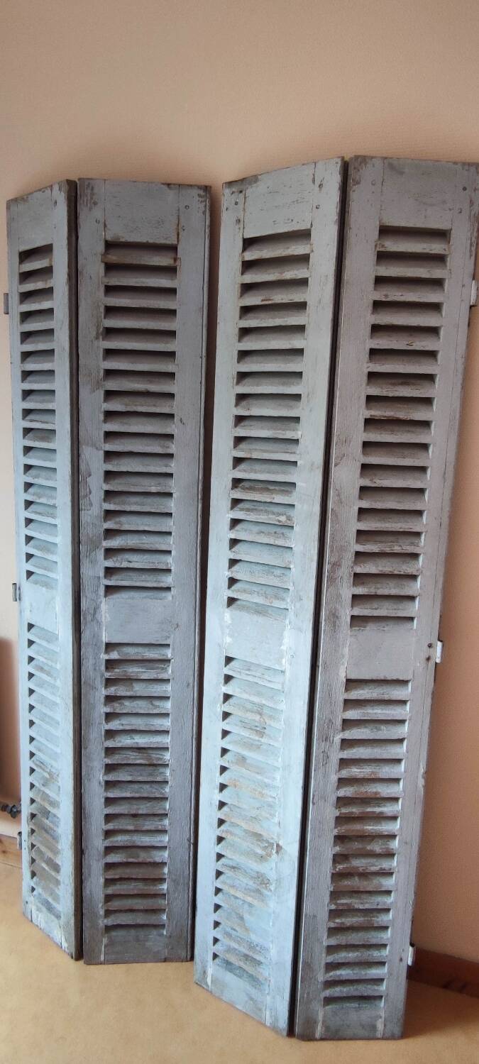 Pair of old shutters louvered cupboard doors