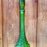 Italian carafe Empoli in green bubbled glass from the 1970s.