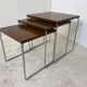 Set of 3 side tables trundle in teak and steel 1960s