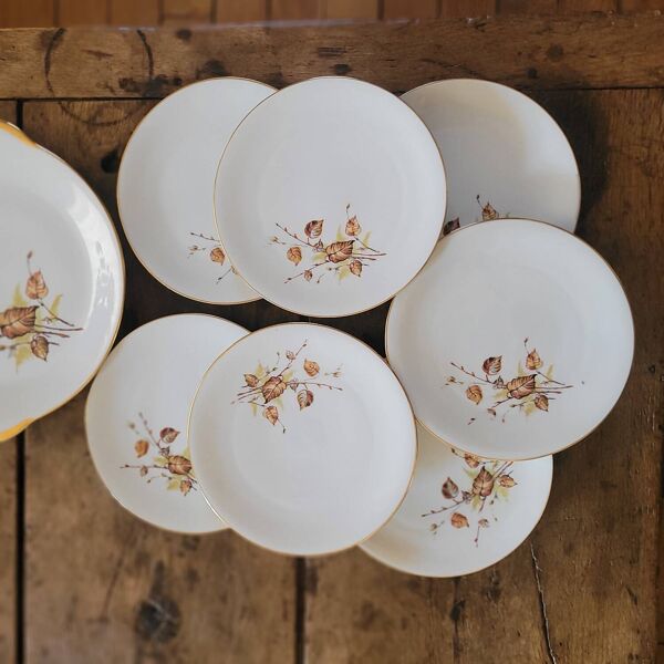 Assiettes à dessert & Plat Porcelaine Royal Émail de Vierzon