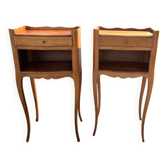 Pair of vintage wooden bedside tables, Louis XV style